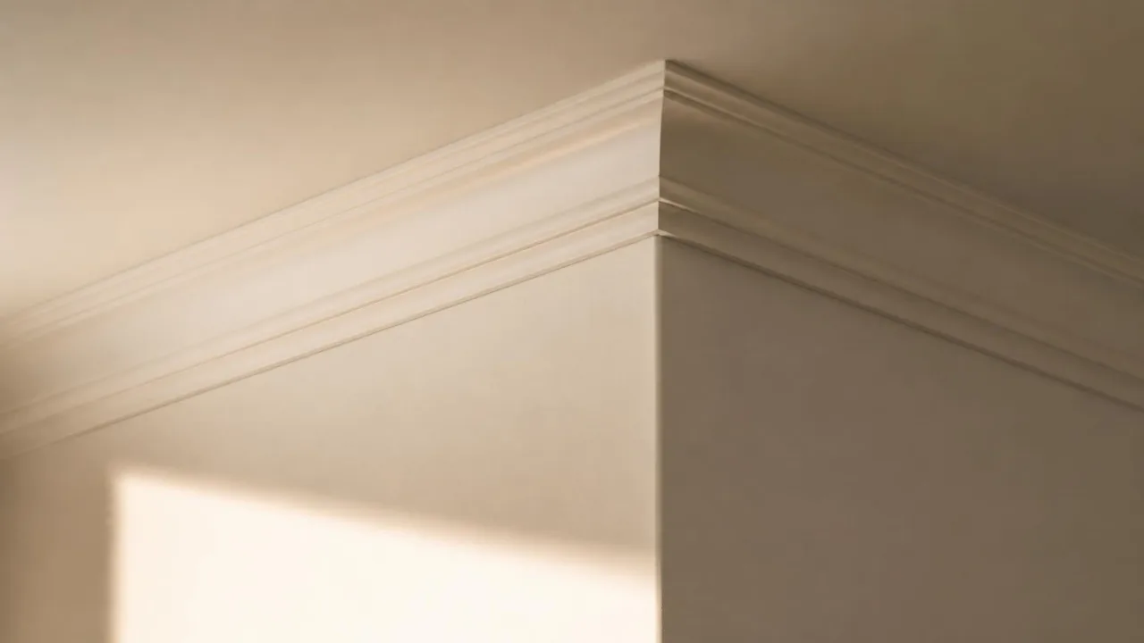 Detalhe de moldura de gesso com acabamento perfeito